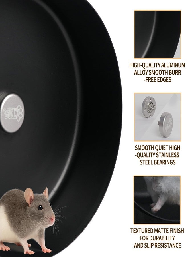 YKD 11.8" Silent Fancy Rat Exercise Wheel, Aluminum Alloy Noiseless Hamsters Running Wheel for Fancy Rat, Syrian Hamsters, Hedgehogs and Small Pets (Bracket-Black) - Image 3